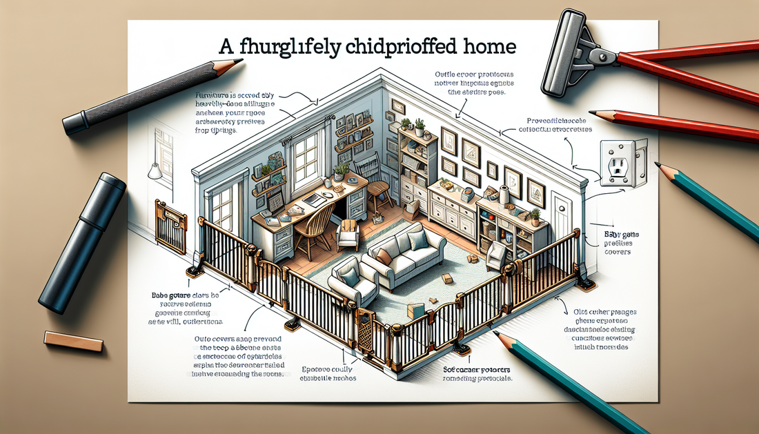 Childproof home interior with TipNot furniture anchors and safety features