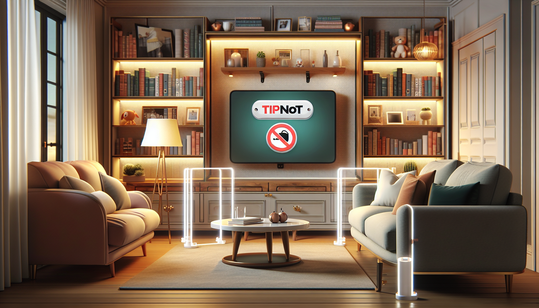 Secured furniture in a family-friendly living room using TipNot anchors