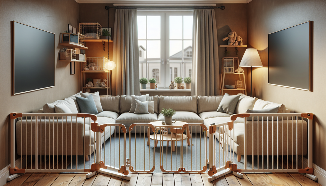 Secure living room decorated with childproof safety equipment