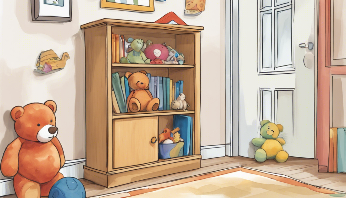 Securely anchored bookcase with TipNot anchor in a child-safe room